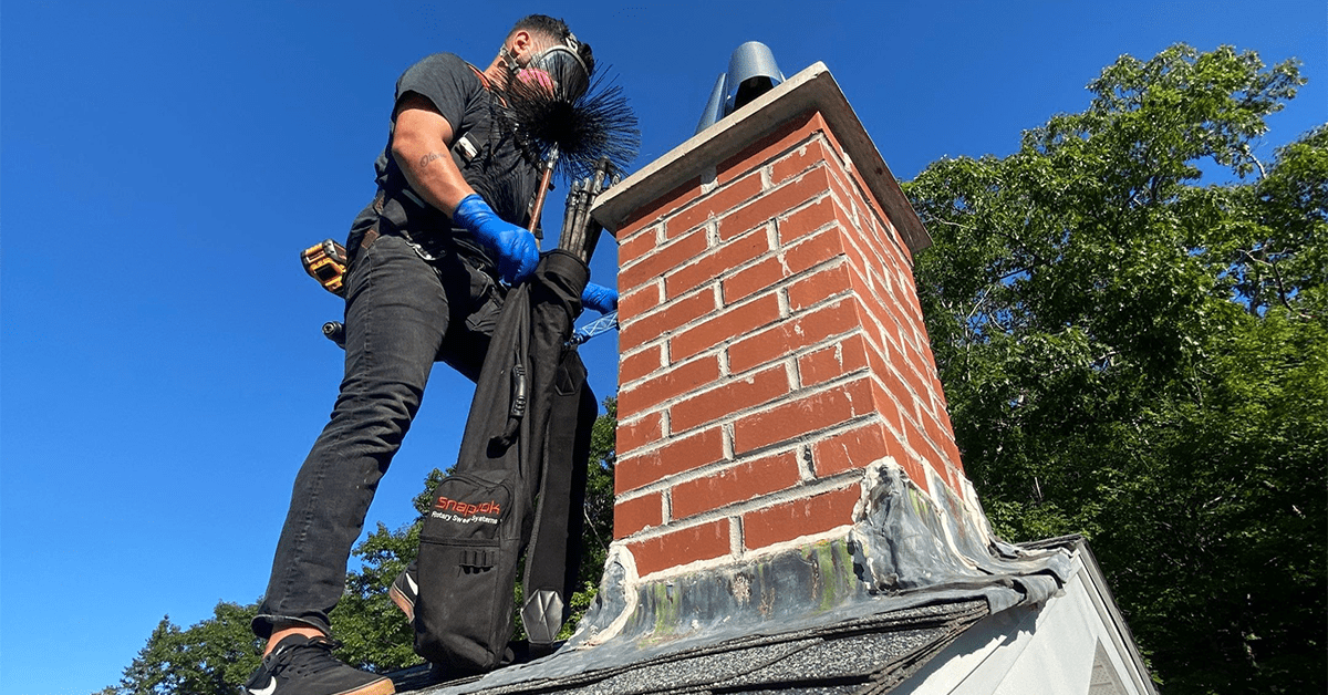 Diagram showing common chimney cleaning areas and components
